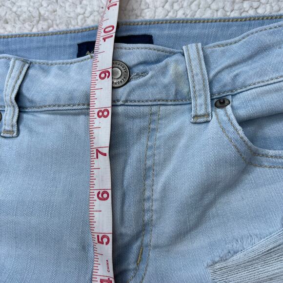 Aeropostale High Waisted Midi Light Blue Distressed Cuffed Short 8 - Picture 8 of 9
